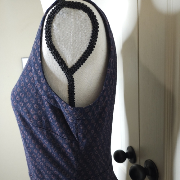 LOFT Patterened A-line Crewneck Dress - Picture 2 of 5